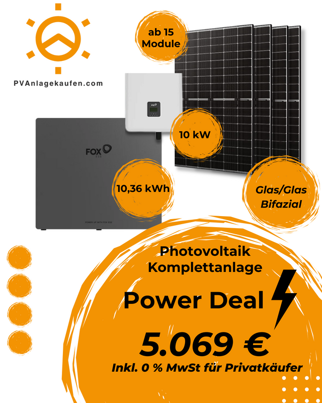 FoxESS Komplettsystem – 10,36 kWh Speicher, 10 kW Hybrid-Wechselrichter & Kensol 440 Wp bifazial