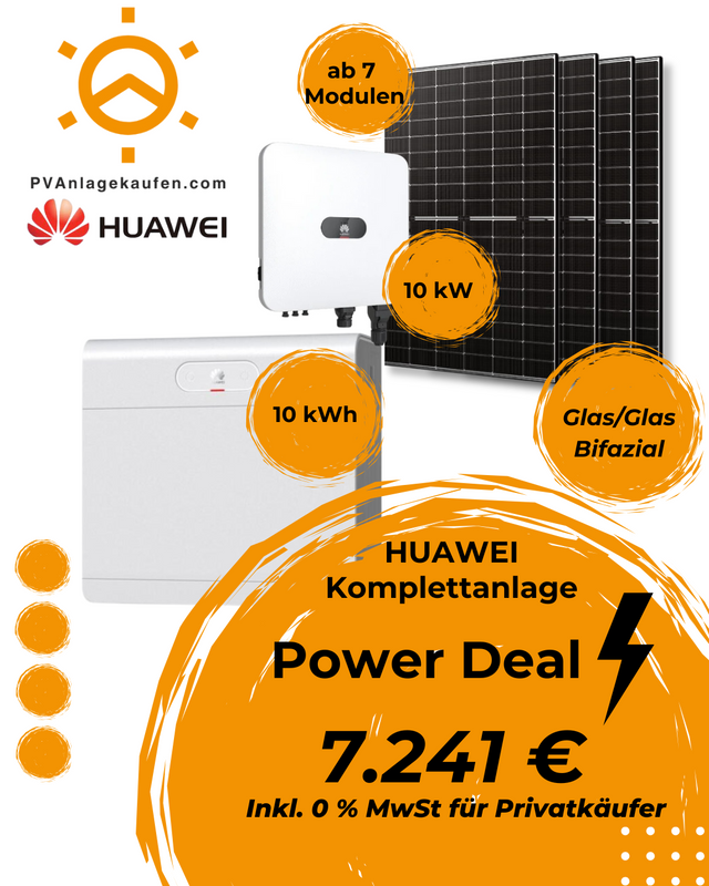 Huawei Set 10 - 10 kWh Speicher inkl. BMS - 10 kW Wechselrichter - bifaciale 440 Wp Module
