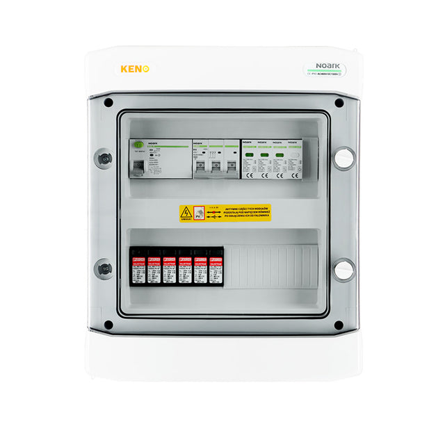 Anschlusskasten DC+AC mit Überspannungsschutz 1000V Typ 1+2, 2x PV-Strings, 2x MPPT, AC-Schutz Typ 1+2, 16A, 3-phasig, RCD 100mA Typ A
