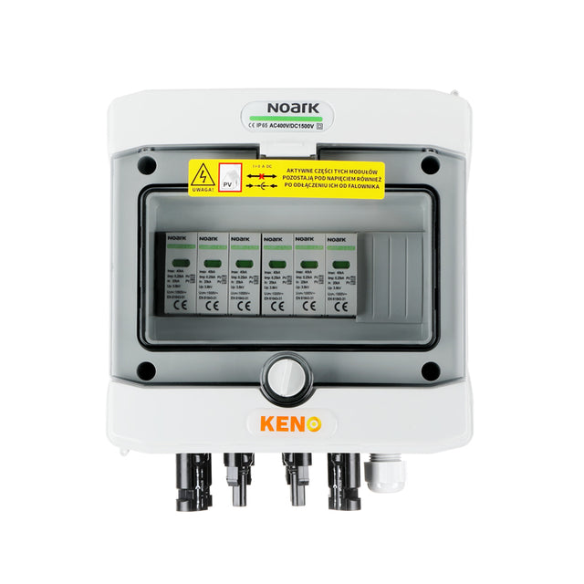 Verteileranschluss DC mit Überspannungsschutz Noark 1000V Typ 1+2, 2x PV-Strang, 2x MPPT